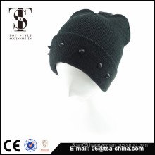 Winter acrylic beanie hat attached with jewelry young fashion design hat